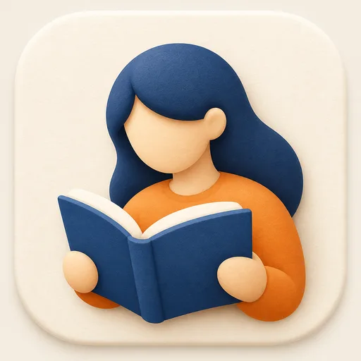 App icon of a girl reading a book